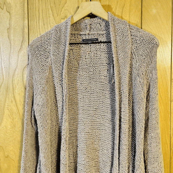 American Eagle Cardigan Sweater Women’s M Open Front Drape Knit Fringe Hem - Picture 3 of 5